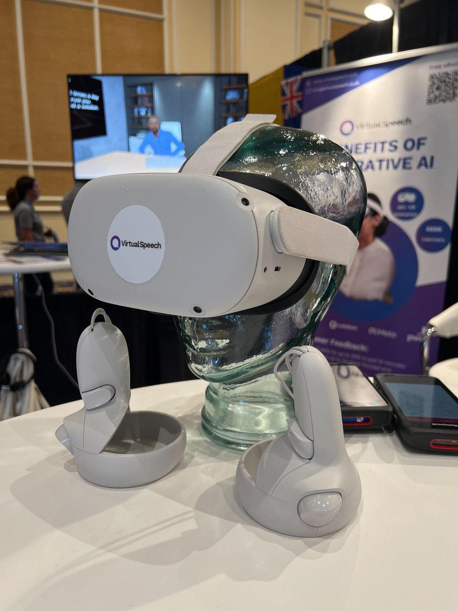 vrspeech's tweet image. 🎉 Day 2 at #DevLearn2023 is here, and our VirtualSpeech booth 1202  is absolutely buzzing with activity! It was a pleasure meeting all of you yesterday, and for those who haven't had the chance yet, don't miss the opportunity to witness generative AI in VR with our live demos.