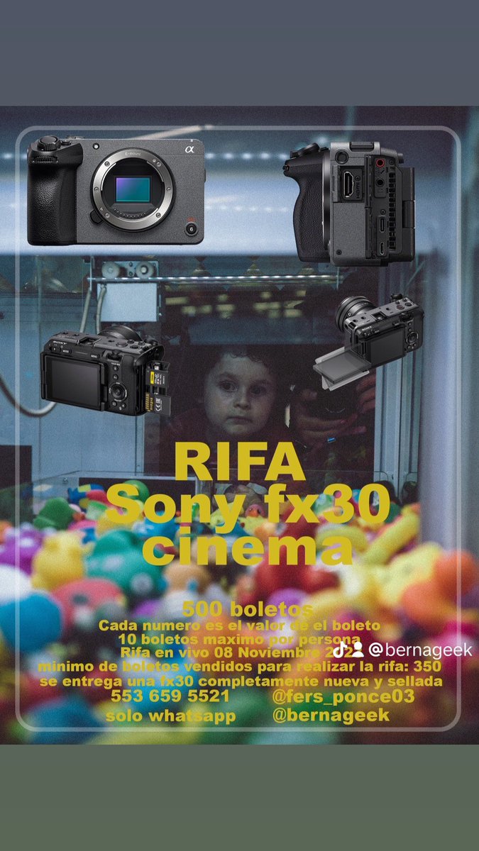 bernageek's tweet photo. Amigos, ya casi logramos la meta para la rifa! Ojalá alguno de ustedes aún quieran adquirir boletos, se pueden llevar una cámara de $40,000 pesos por un boleto menor de $500 y si todo sale bien yo podría  ir a ver a mi bebe en diciembre, confíen en su suerte y compartan! https://t.co/zhEWDZYDwp