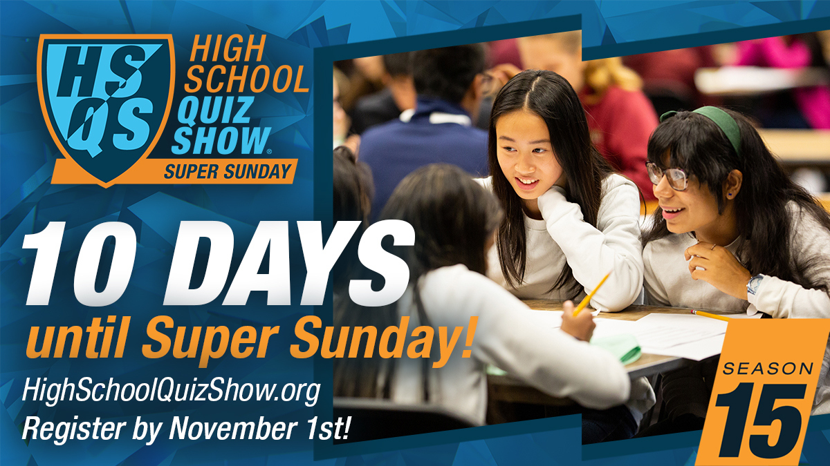 The countdown is on!! Have you registered for #HSQS15 yet?! Join us at #GBHSuperSunday ➡️ HighSchoolQuizShow.org 🔥