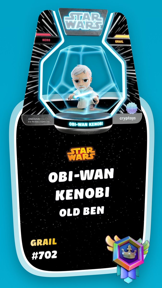reillypi's tweet photo. Landed a “Grail” on today’s Star Wars Vol. II drop @Cryptoys. #OldBen #Grail @chriscoffee @KyleWillson https://t.co/dIX3orSo9C