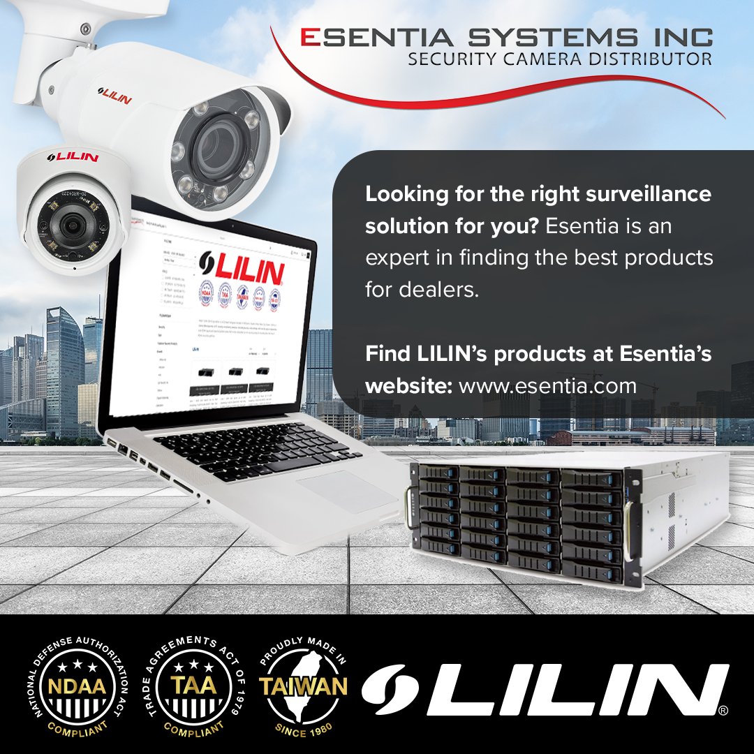 Looking for the right surveillance solution for you? Esentia <a href="/CCTVSecurity/">Esentia Systems</a> is an expert in finding the best products for dealers. Whether it's retail, residential, smart city, or any other verticals, Esentia and LILIN are here to help you! esentia.com #NDAA #LILIN