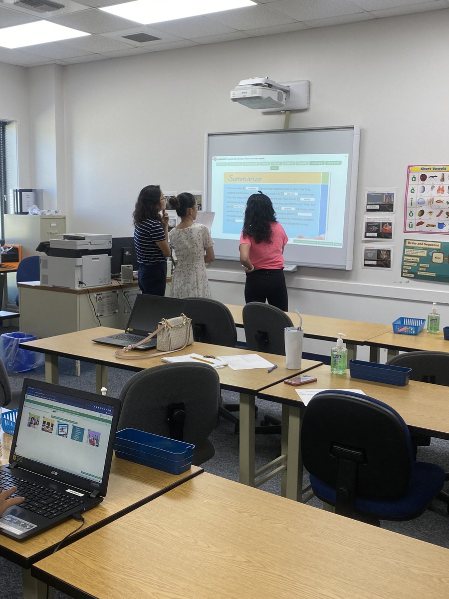 WCCAdultEd's tweet photo. Teaching ESL classes is such a unique experience. At the board are three young women from 3 different countries working together to answer questions posed in their online curriculum. #adultedrocks ##ESLlearners
#ACCS
#wccd https://t.co/sfCgVOqYMk