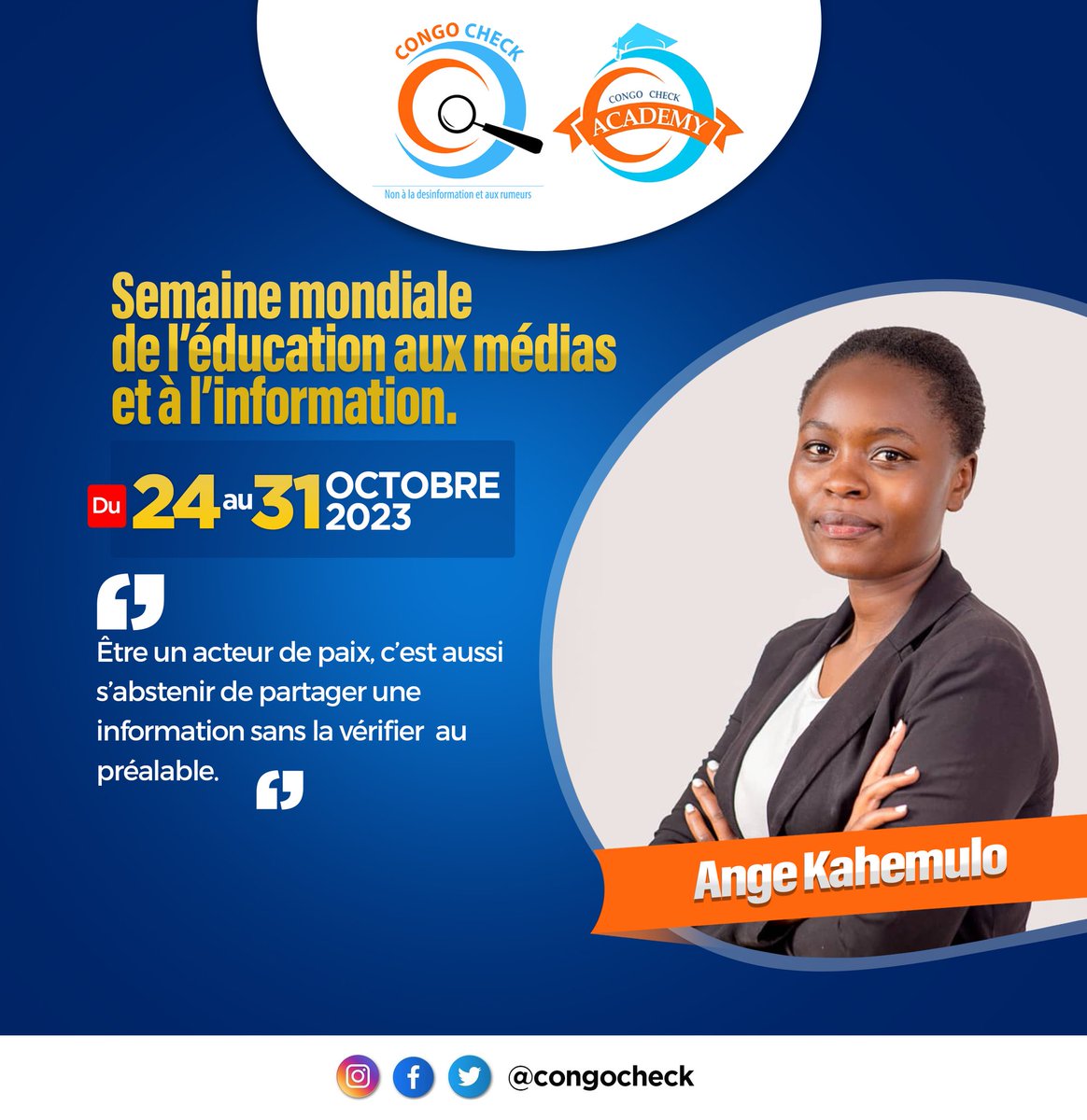 CheckCongo's tweet photo. Les fausses nouvelles peuvent aussi menacer la paix. Avec @check_congo #ÉducationAuxMedias #EMI @UNESCO @UNESCO_fr https://t.co/bzWRyoUfFF