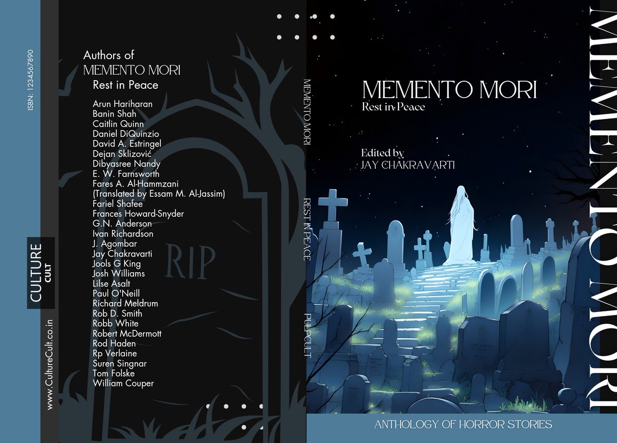 CultureCult - Arts, Literature, Culture (@culturecultpub) on Twitter photo This #November, MEMENTO MORI comes in two volumes. Unveiling the cover of "Memento Mori: Rest in Peace"
Both volumes edited by <a href="/jagannath13/">Jay Chakravarti</a>
#CoverReveal #HorrorBook #HorrorCommunity #booktwt #readerscommunity #readersoftwitter #AuthorsOfTwitter #authorcommunity This #November, MEMENTO MORI comes in two volumes. Unveiling the cover of "Memento Mori: Rest in Peace"
Both volumes edited by <a href="/jagannath13/">Jay Chakravarti</a>
#CoverReveal #HorrorBook #HorrorCommunity #booktwt #readerscommunity #readersoftwitter #AuthorsOfTwitter #authorcommunity