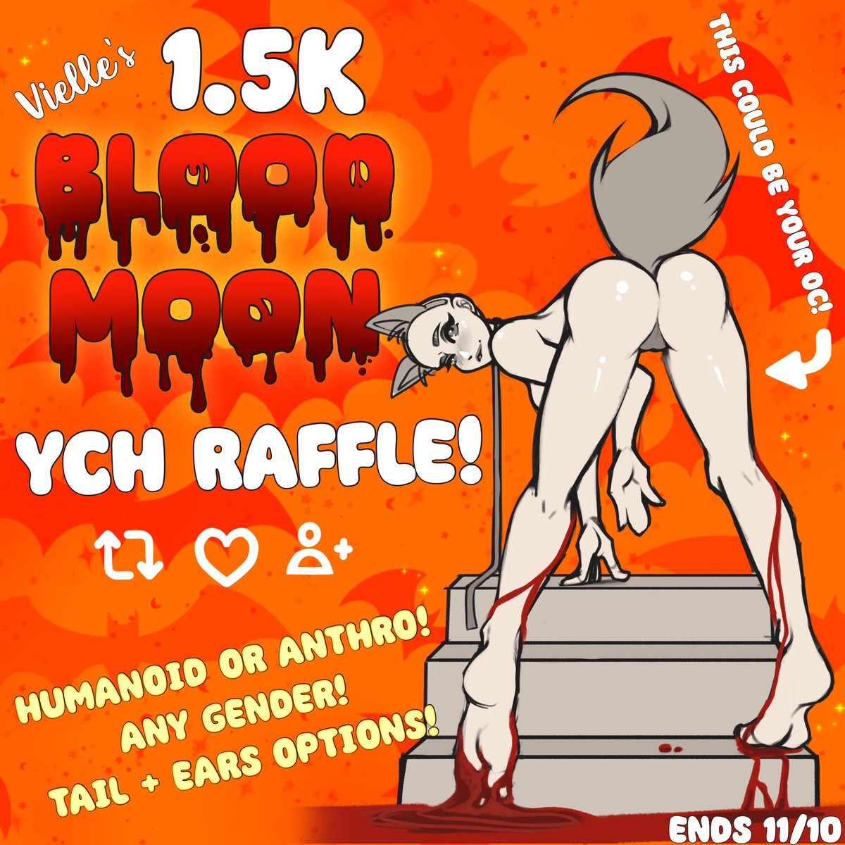 ✨ time to celebrate 1.5k ✨

I wanted to do a YCH raffle both to celebrate 1.5k and to keep the spirit of the spooky season going!! 🎃

rules:
✨ like &amp; retweet (qrts don’t count, sorry!)
✨be following me!
✨[optional] leave a comment below!

I’ll pick a winner on nov 10th~ 🩵