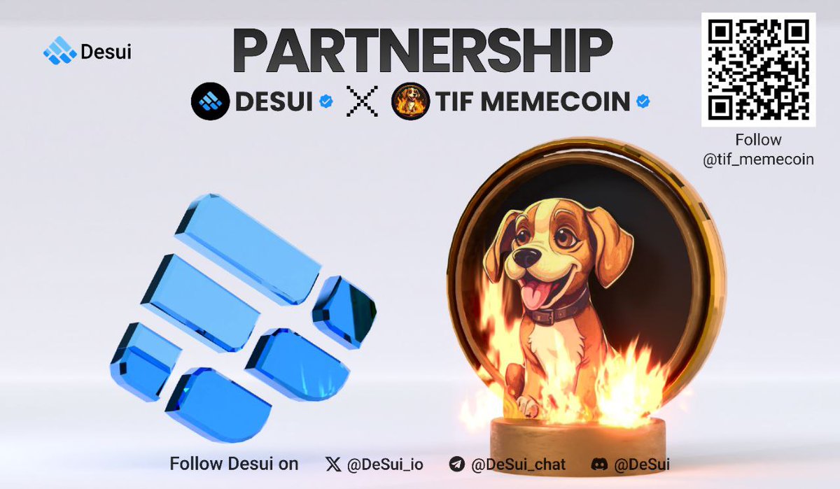 DeSui_io's tweet photo. Partnership Announcement  🎢

We are delighted to announce the collaboration between

@DeSui_io and @tif_memecoin

@tif_memecoin is blending the virtual and real with VR/AR game integration.

Stay tuned for some exciting announcements coming your way soon...

#DESUI #SUI #Crypto #web3  #Decentralized