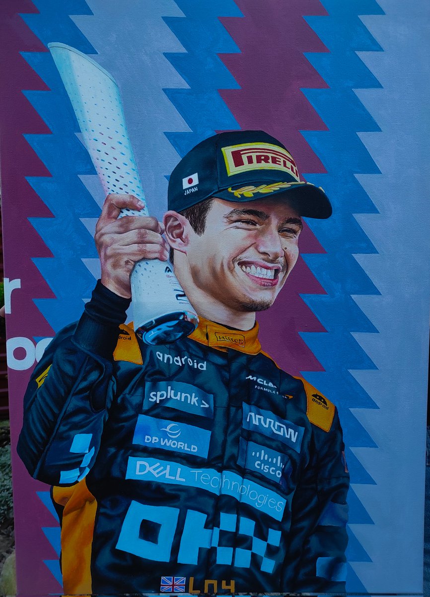 my painting of @LandoNorris is all done!! 🧡🧡 
hope you guys like it as much as i do🫶🏻

#McLarenCreators #FansLikeNoOther
@McLarenF1 @Quadrant @LN4