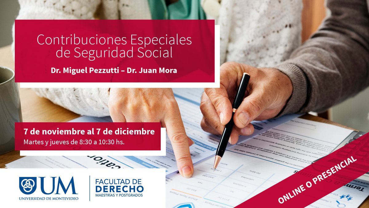 📣Te invitamos al curso Contribuciones especiales de Seguridad Social a cargo del Dr. Miguel Pezzutti y el Dr. Juan Mora. 🔗 Info: goo.su/U0QwC