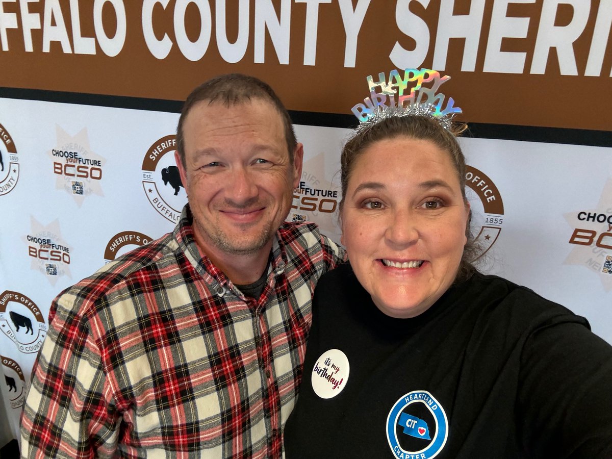 Happy Birthday to our CIT Program Manager, Becky!  Becky and Rob, our CIT Central Nebraska Coordinator, take a quick photo-op to celebrate during class!  #InternationalCIT #NAMI #MentalHealthTraining