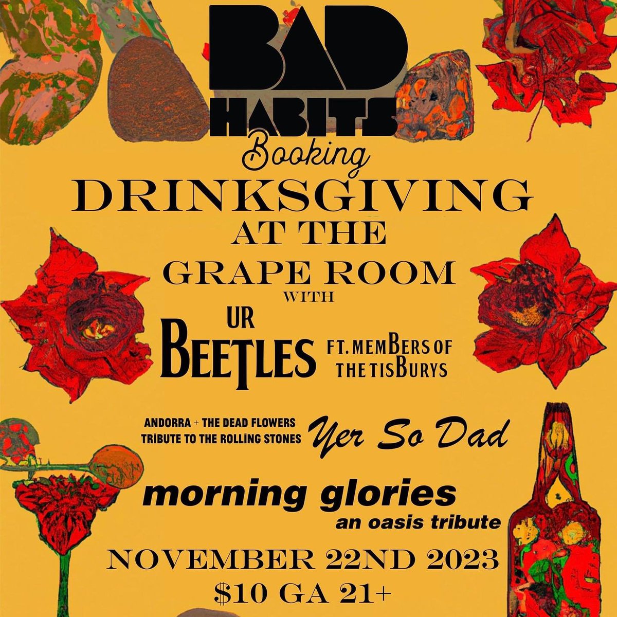 SHOWS
Tomorrow: playing bass, keys, and mandolin for <a href="/Dukemaroon/">Duke Maroon</a>  tribute to ween for halloWEEN at <a href="/OrtliebsPhilly/">Ortlieb's</a> 
11/19: <a href="/the_tisburys/">The Tisburys / new album out now</a>  at <a href="/MilkBoyPhilly/">MilkBoy Philadelphia</a>  supporting <a href="/TLATW/">The Lighthouse And The Whaler</a> 
11/22: UR BEETLES at <a href="/TheGrapeRoom/">The Grape Room</a>