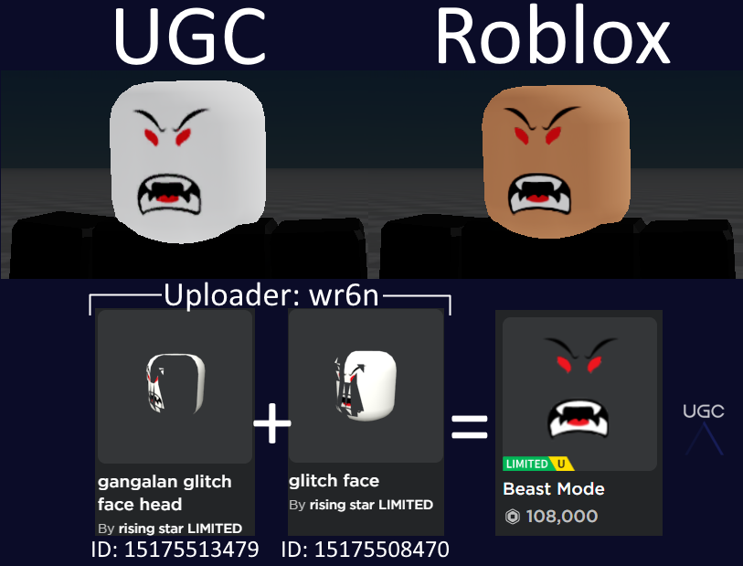 Peak” UGC on X: UGC creator onift uploaded 6 1:1 copies of the limited  face Prankster. #Roblox #RobloxUGC  / X