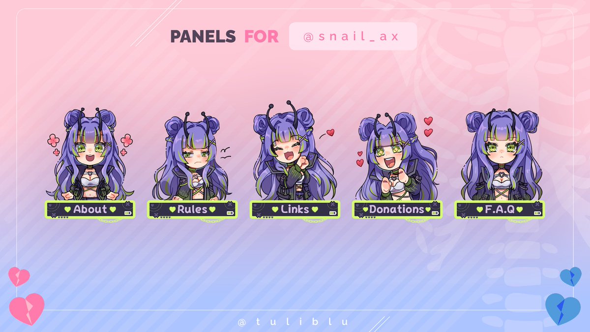 Panels for  @Snail_ax requested on Vgen! ♥ #twitchAsset #twitchArtist #StreamAssets