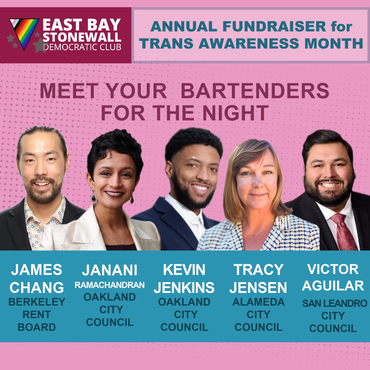 EBStonewallDems's tweet image. Can&apos;t join us in person, but still want to contribute? Donate here eastbaystonewalldemocrats.org/Donate
   and put &quot;Fundraiser for Transgender Awareness Week&quot; in the comments!

Your tips will help to support :
Parivar Bay Area
El/La Para TransLatinas
LGBT Asylum Project