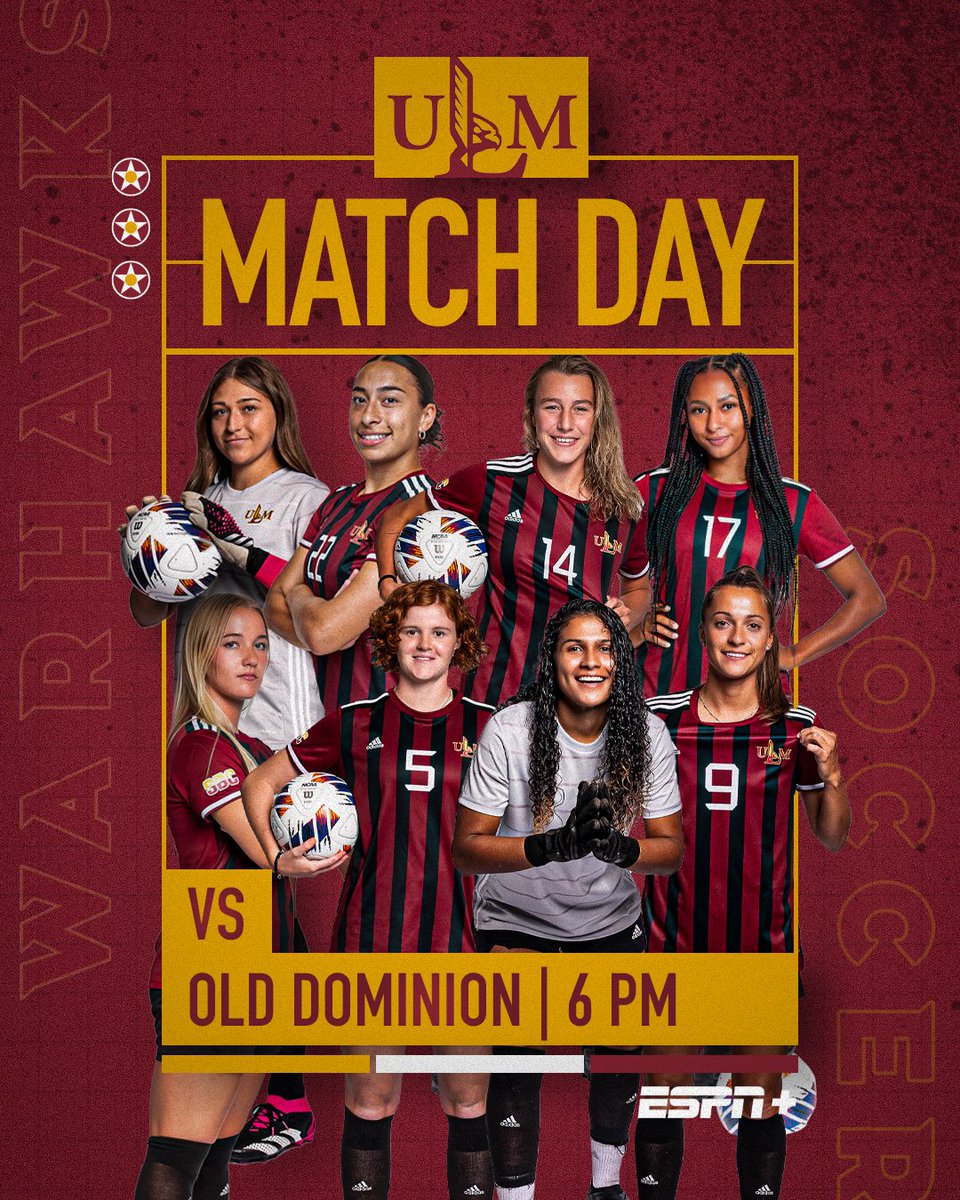 ULM_Soccer's tweet image. 𝐒𝐞𝐧𝐢𝐨𝐫 𝐍𝐢𝐠𝐡𝐭

⚽️🆚 Old Dominion
🕕 6 p.m.
📍 Brown Stadium
📺 ESPN+ espn.com/watch/player/_…
📊 stats.statbroadcast.com/broadcast/?id=…

#GotYourSix 
#ODUvsULM 
#SunBeltWSOC