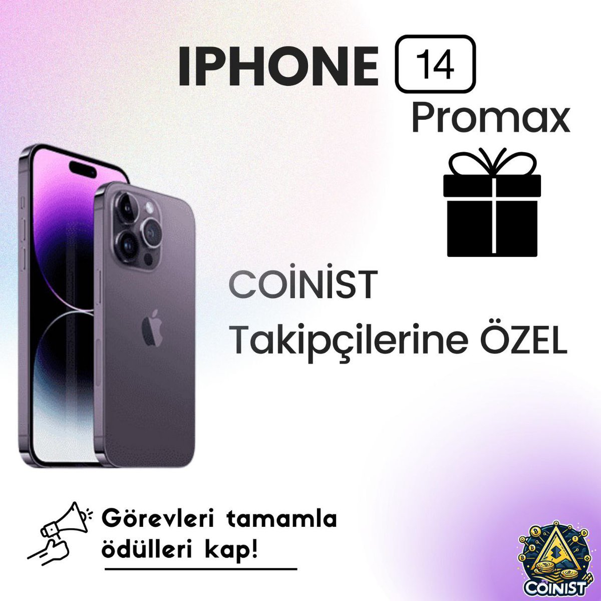 Bir takipçime iPhone 14 Pro Max hediye ediyorum🎁  

Herhangi bir şart yok!  

Bu gönderiye RT atan bir takipçime hediye edeceğim.