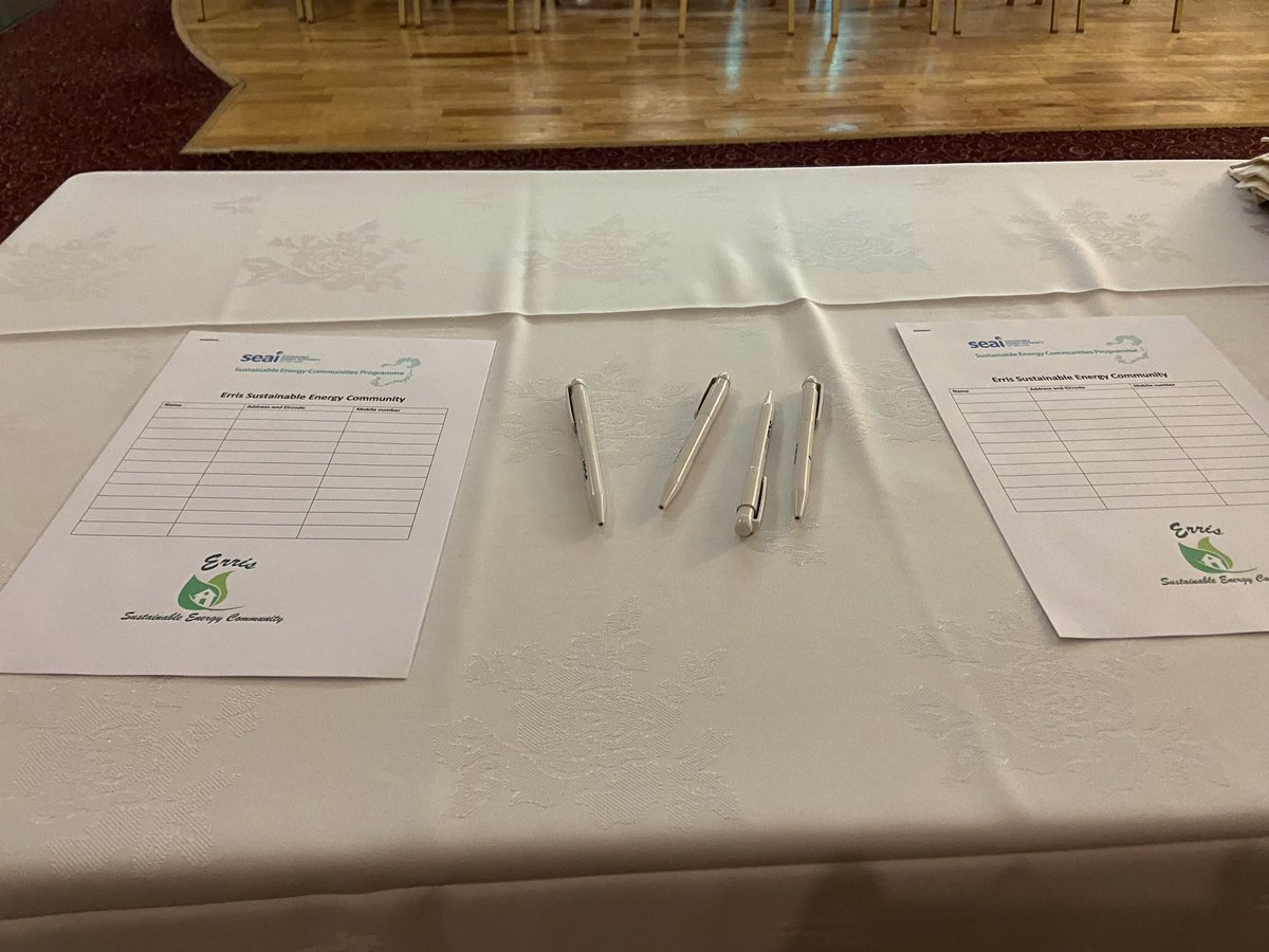 OrlaNicSuibhne's tweet photo. All set up in the Broadhaven Bay Hotel for our Solar Meitheal. Starting at 6, please call in if you can @SEAI_ie @Melgavin_sligo #SEAIcommunities https://t.co/84FsoPnSC3