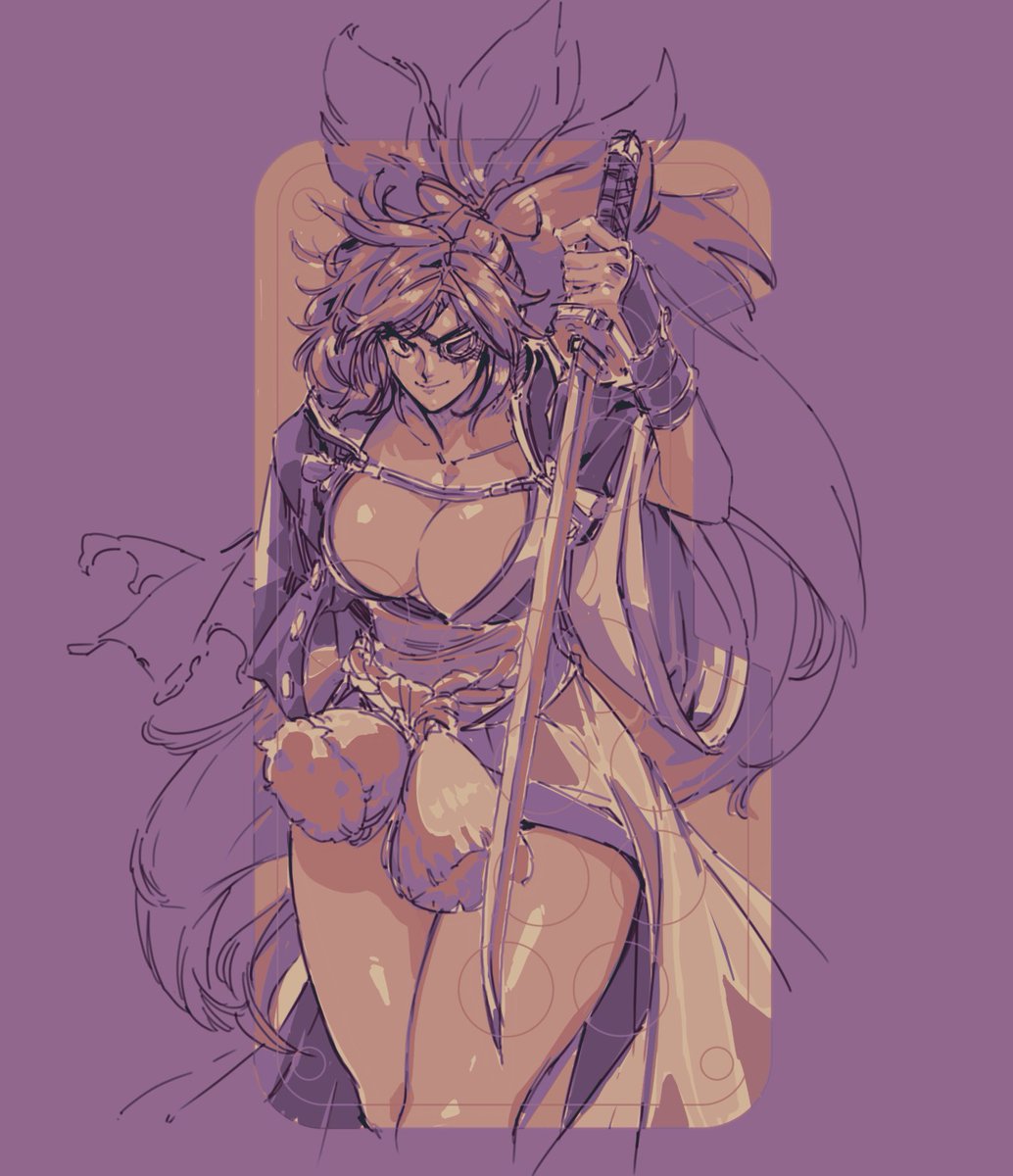 梅喧 「Rough sketch progress of Baiken on a Sna」|D.のイラスト