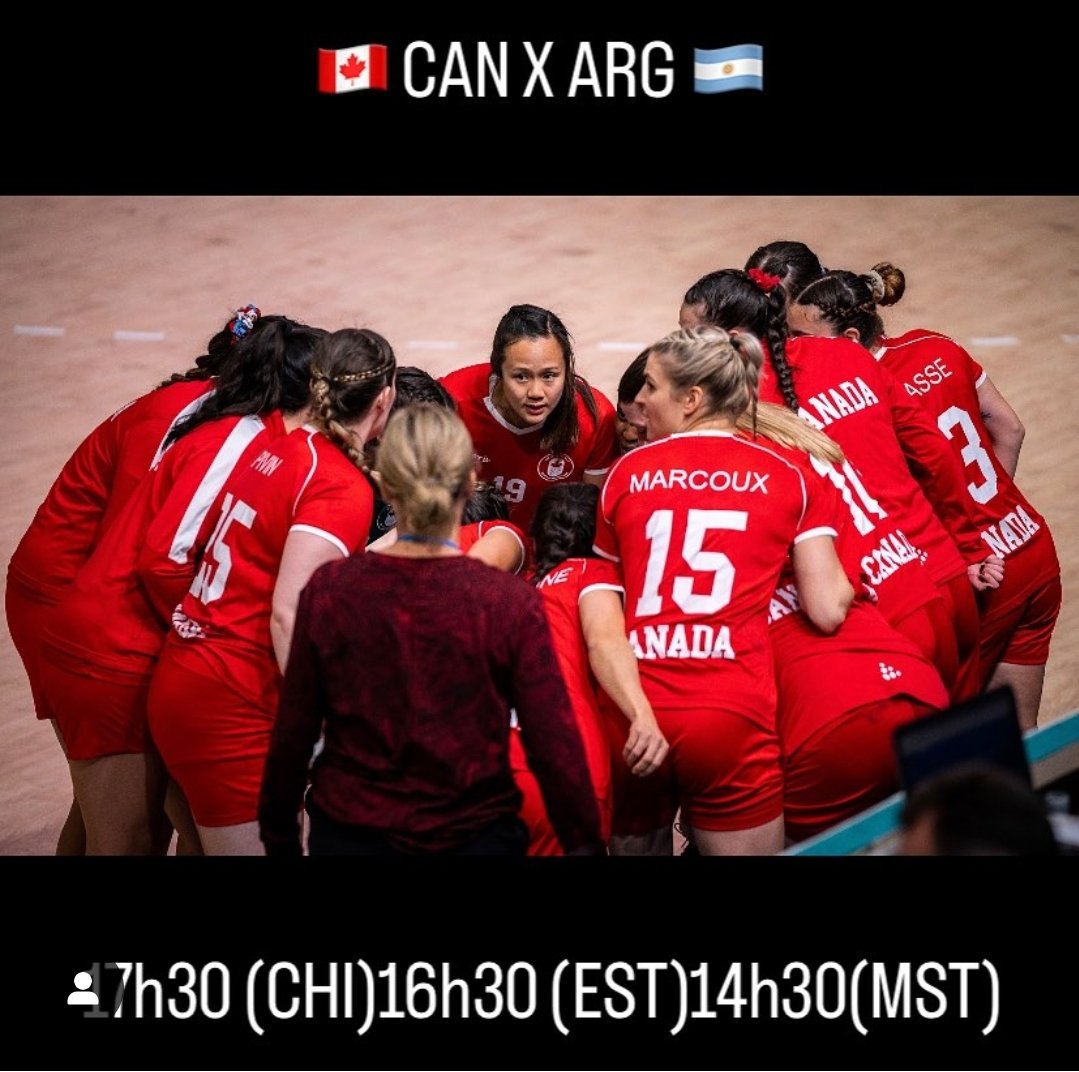 HandballOntario's tweet photo. Canada's final group stage match vs Argentina goes down today at 4:30pm EST (7:30pm PST). Watch it for free at the link below. 🥅🤾‍♀️🇨🇦 https://t.co/Vpu1GHH9KT
#womens #handball #panamericangames #Canada https://t.co/rPyIYYNllU
