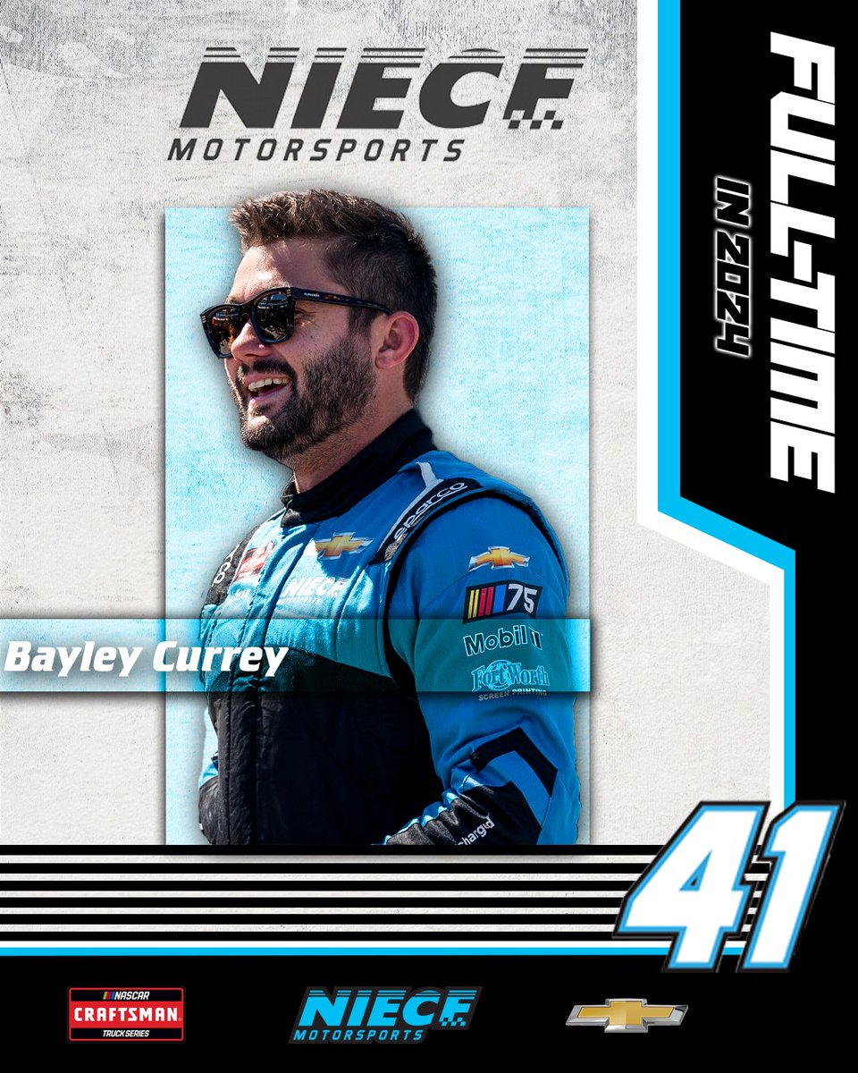 Full. Time.

<a href="/BayleyCurrey/">Bayley Currey 🇺🇸</a> will be behind the wheel of the No. 41 Chevrolet next season! #PressTheAttack

Read More: niecemotorsports.com/bayley-currey-…