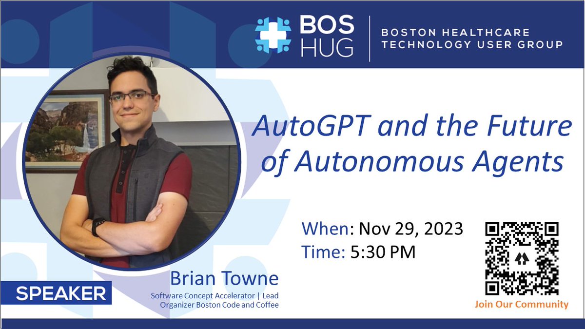 boston_hug's tweet image. 📅 November 29th Alert! Dive into the realm of #AutoGPT with Brian Towne. Explore the next big thing in AI! Ready to step into the future of Autonomous Agents? 

RSVP today! 🔥ow.ly/sf1K50Q18zX

#GPT4 #EmergentTech #Boston #CommunityRocks #BOSHUG