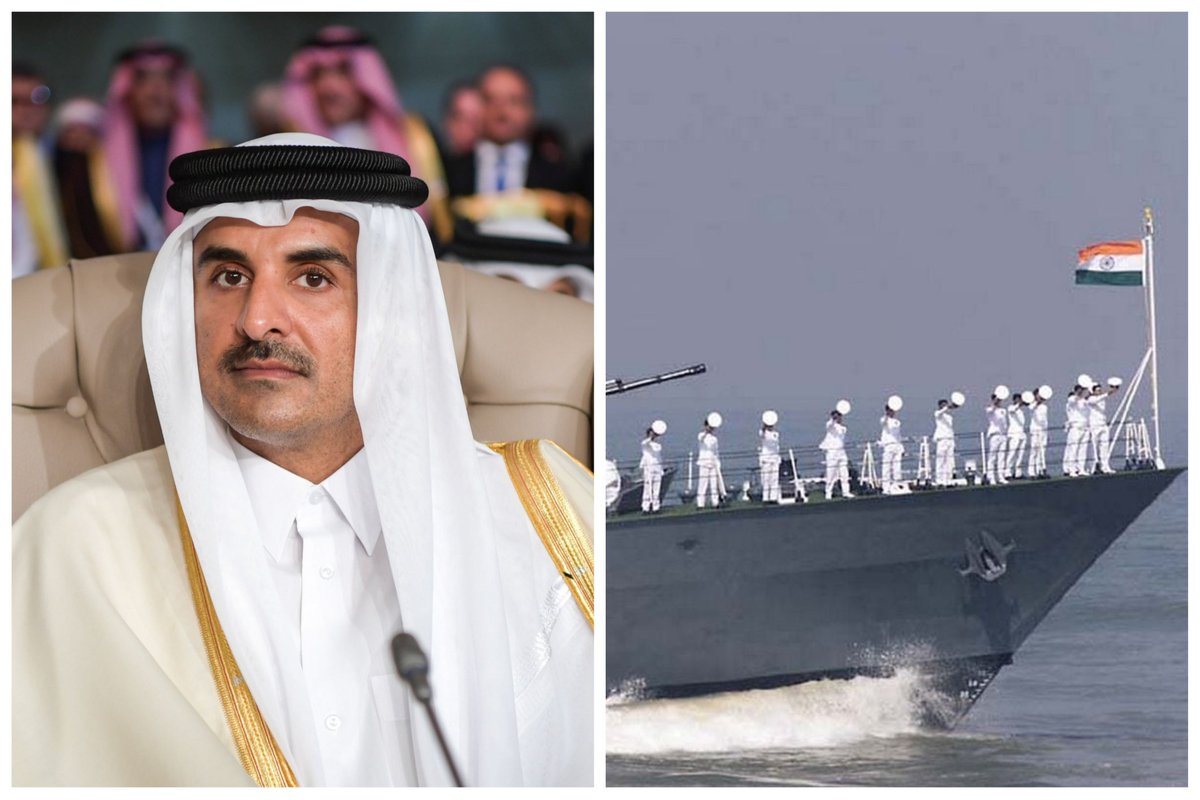 muslimdaily_'s tweet photo. Today the Qatari court has handed down the Death sentence to 8 Indian Navy veterans for espionage and spying for Israel on Qatar's secret submarine programme #GazaGenocide #FreePalestine https://t.co/wiJ0fDfYMJ
