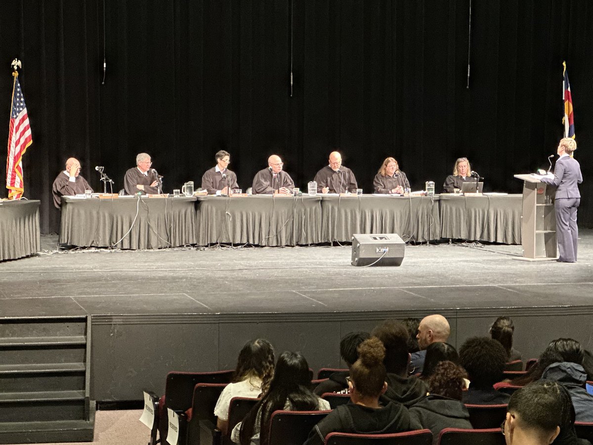 The Colorado Supreme Court is hearing live cases at Gateway High School this morning.  What great experience for our students.  #APS ⁦<a href="/AuroraGov/">City of Aurora, CO</a>⁩