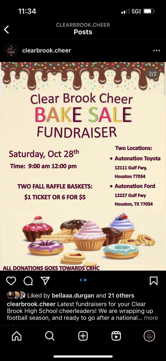 We have our final fall fundraiser before we go into competition. Help support clear Brook cheer. Any donations are welcome!