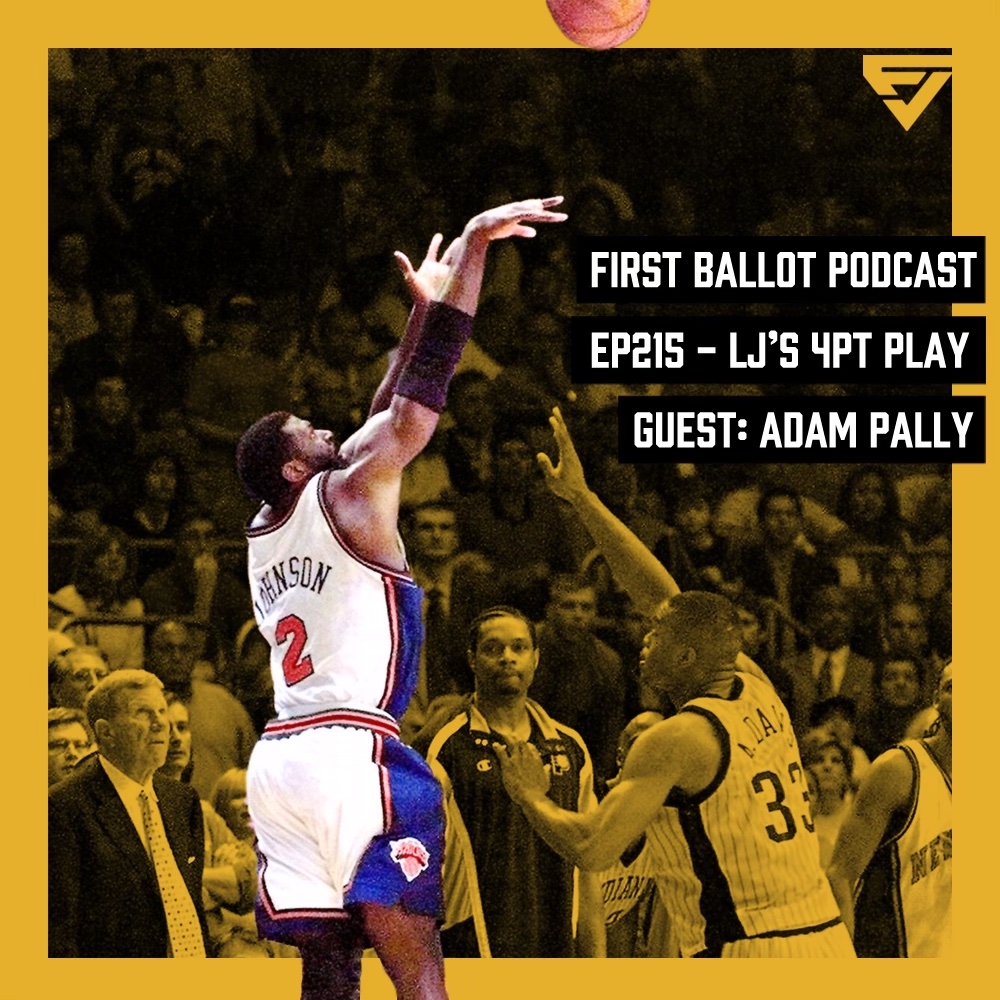 FirstBallotPod's tweet photo. NEW POD:  Larry Johnson, Grandmama, with a true New York Moment. A 4-PT play, down 3, to secure a 2-1 lead in the 99' ECF. 

But… is that enough to immortalize this moment in the FBHOF? @adampally ardently defends LJ’s place in the hall!

https://t.co/MsINMkRCyP .. 🧵 https://t.co/grHVlyDx6n