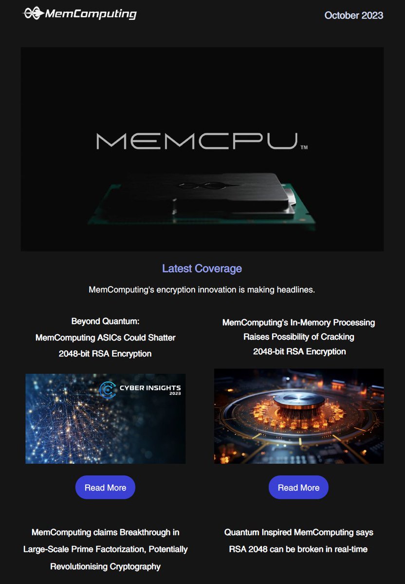 MemComputing's tweet image. October Newsletter - MemComputing insights await!
Full Newsletter: conta.cc/3Fyg0n2
Subscribe here: lp.constantcontactpages.com/su/ayZXZIe