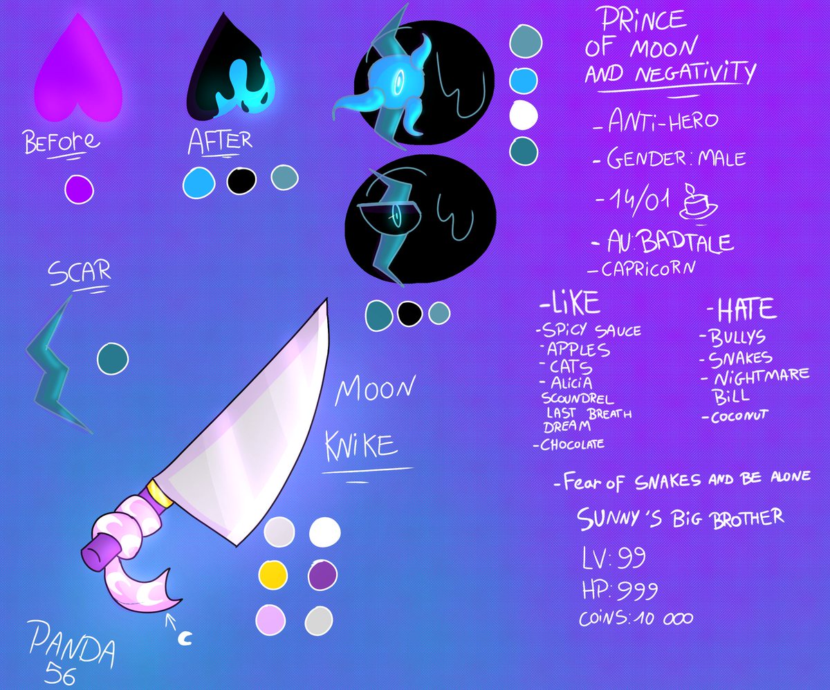 Panda56_X3's tweet photo. Hello guys!!! Sorry it's my first post here. Let me introduce myself I'm Panda56 a young artist who love undertale underverse and sans Aus. And I created my Au named Badtale (Inspired by dreamtale made by joku)
And I introduce you my sans OC named Bad night
Hope you will like him https://t.co/2rQyYfvocM