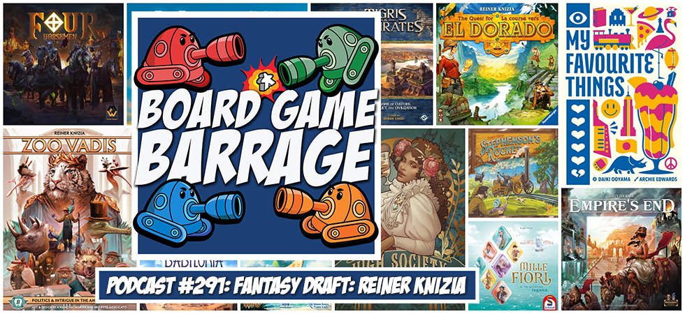Podcast! The draft and the doctor are back, and you can win $50 just by voting on the best set of Reiner Knizia games! We also talk about Empire's End (<a href="/bwisegames/">Brotherwise Games</a>), My Favourite Things (<a href="/playforkeeps19/">Play For Keeps</a>), and Four Horsemen (<a href="/Play4Horsemen/">Four Horsemen</a>).

boardgamebarrage.com/wiki/Episode_2…