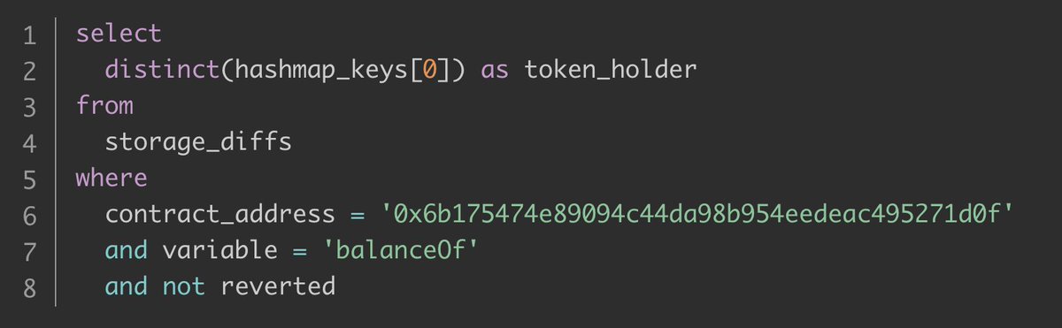 _token_flow's tweet image. Ethereum&apos;s storage, with memory locations as hashes of variable slots &amp;amp; keys, isn&apos;t easily deciphered. To list all the token holders you had to run complex queries, build local databases and reconstruct the state by aggregating historical events.
Or you could use TokenFlow.