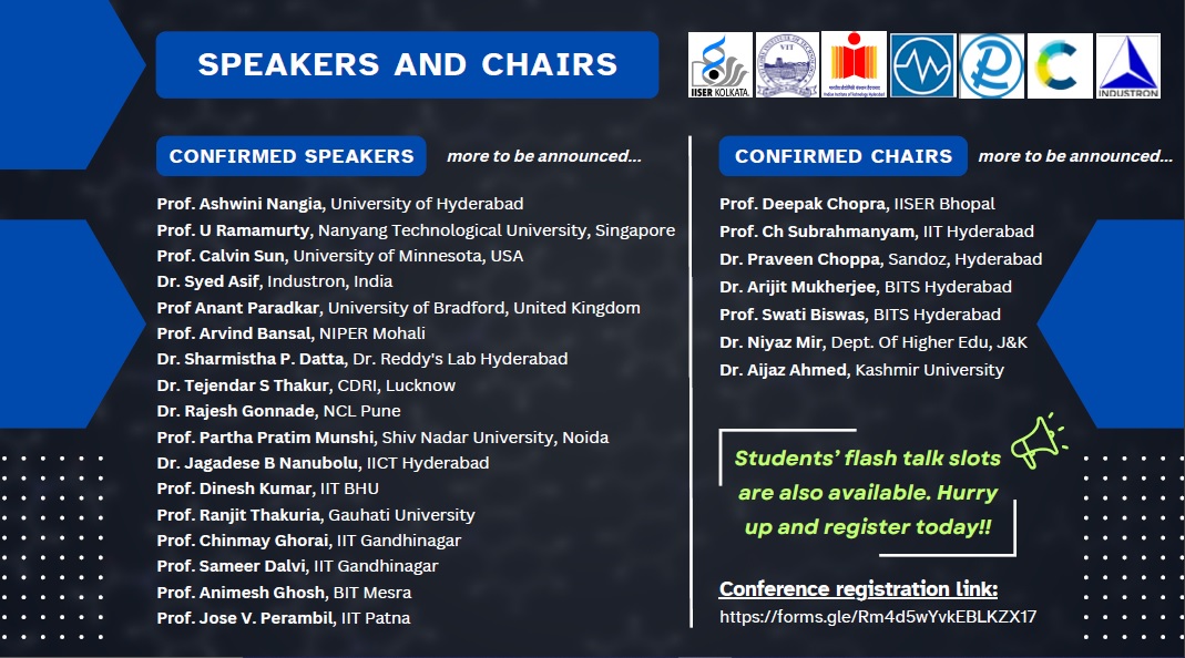cmallareddy's tweet photo. RT Plz

Announcing an offn Conference, focusing on pharmaceutical solids, nanomechanics of APIs etc, 16-17 Dec 2023 in Hyderabad  
Flash talks, prefbly 4 female students, r available.
@iiserkol @IITHyderabad  @rigaku IRTECH @CrystEngComm @AshwiniNangia @ParadkarAnant @rupadrasta https://t.co/CjfA2d4I90
