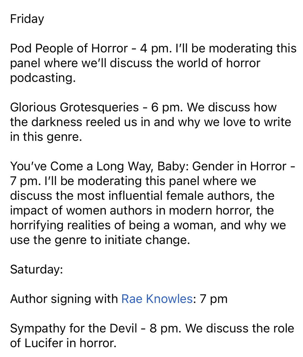 infernalhorror3's tweet photo. Here is my panel and author signing schedule for @spookyempire this weekend! I also suggest heading to the website and viewing the whole schedule, since there will be so many talented authors.

#stephanieejensen #spookyempire #indiehorrorauthor #horrorbooks https://t.co/hgPpHPCKqH