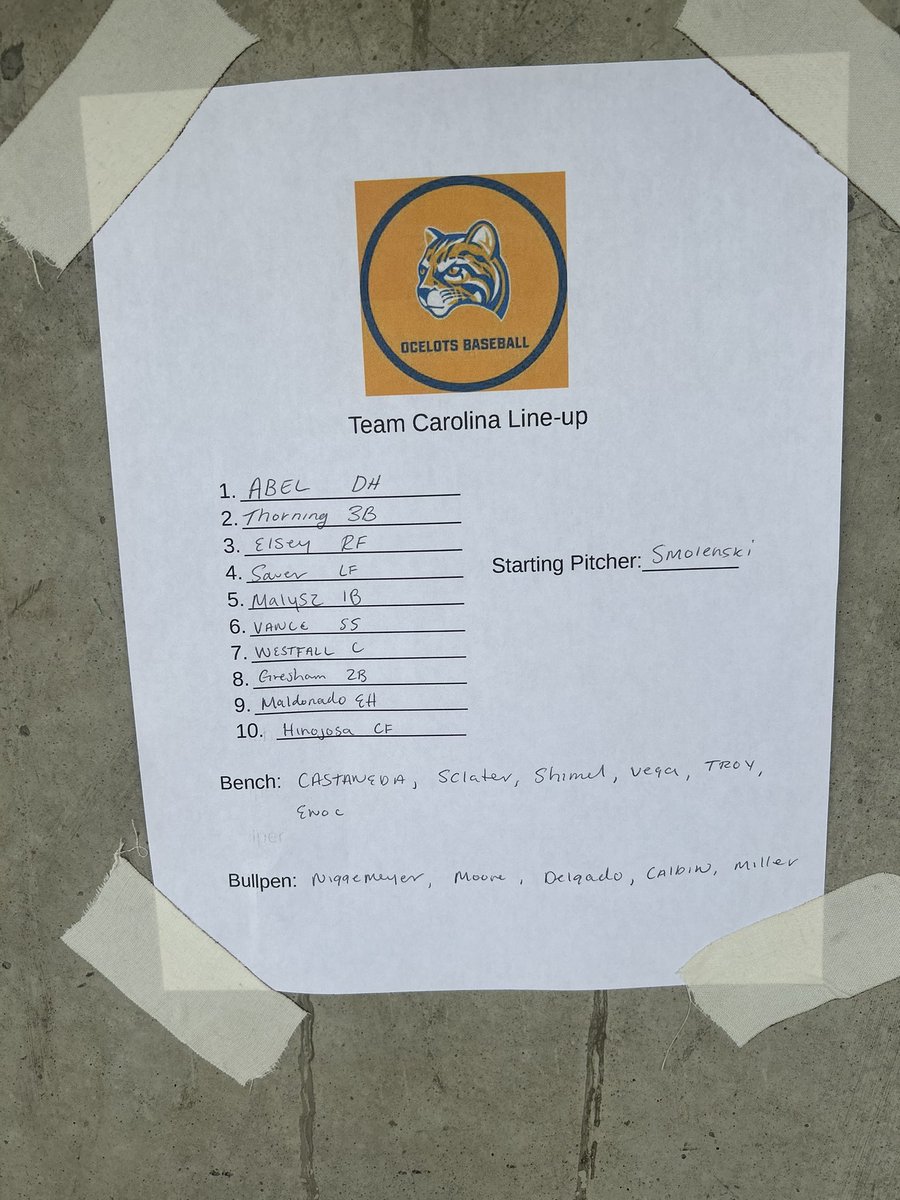 OcelotBaseball's tweet photo. Here are your starting lineups for Game 1 of our Navy vs Carolina World Series! First pitch coming up! https://t.co/ajq8DgBcyv