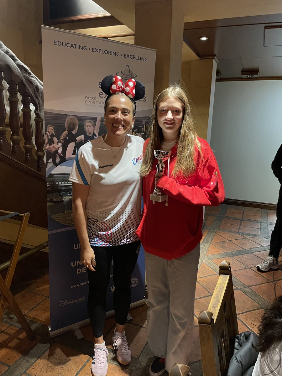 tauntonsports's tweet photo. Great for the netball girls to meet England and @LboroLightning netball star @Npanagarry whilst in Disney! #Mickeywaffle! #DisneyNetballOct23 https://t.co/vTtnQ2NrhI
