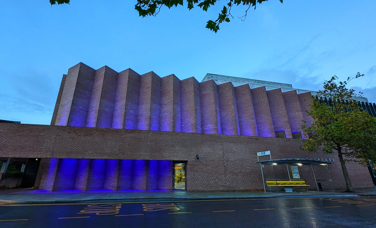 Image of Shakespeare North Playhouse with blue lights