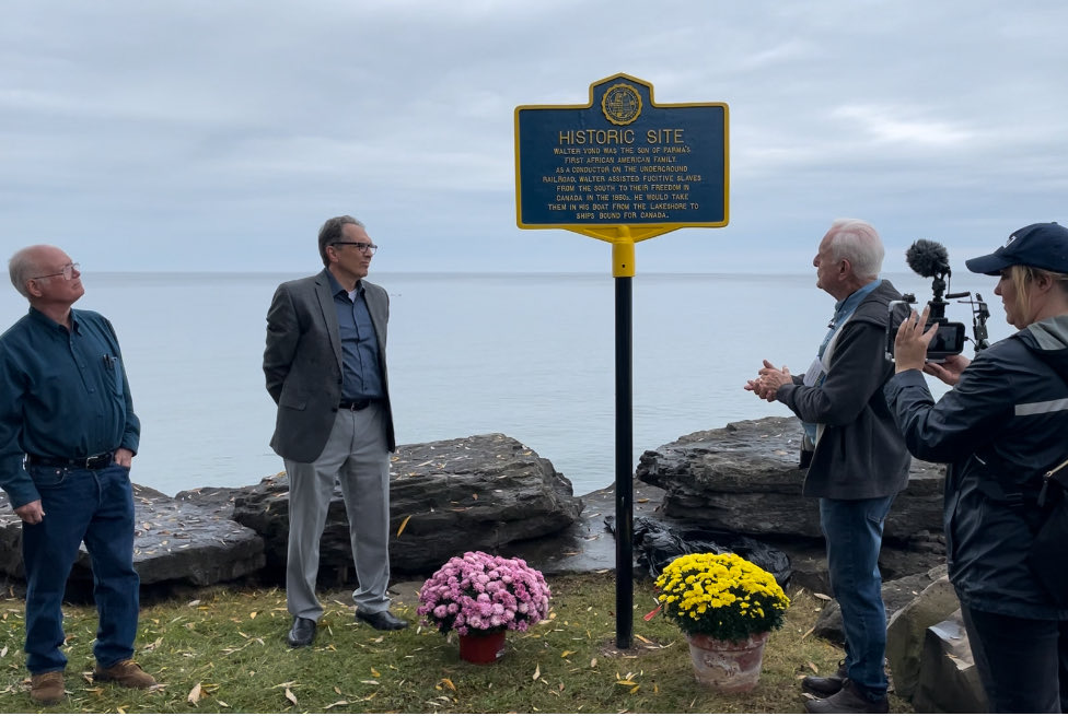 Congratulations to the Vond family descendants who were on hand today for the dedication of the new historical marker at Hilton Beach in recognition of Walter Vond who was a conductor on the Underground Railroad <a href="/News_8/">News 8 WROC</a> <a href="/rockprince50/">Todd Prince</a> <a href="/RCAMFG12/">Charlie Ray</a>