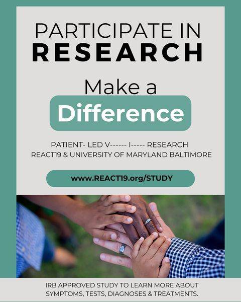 'React19 in collaboration with the University of Maryland Baltimore are pleased to announce the first-ever IRB-approved patient-led research for the vaccine-injured by the vaccine-injured.' @React19org 

react19.org/study 

#PatientLeader #Vaccineinjuries #research