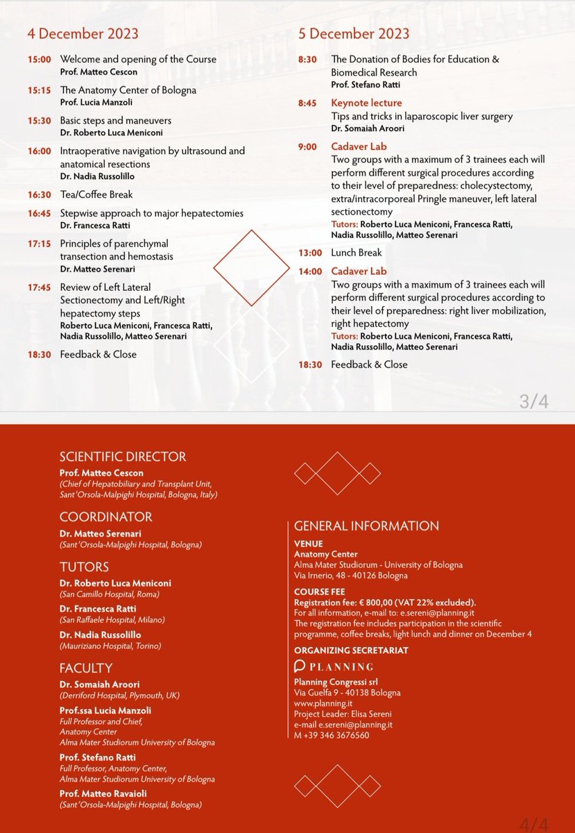 Matteo Serenari (@mserenari85) on Twitter photo 🚨 PROGRAM AVAILABLE! Join our Cadaveric Course on Laparoscopic Liver Surgery which will be held on 4-5 December in the beautiful Anatomy Center of <a href="/Unibo/">Università di Bologna</a> with <a href="/FrancescaRatti3/">Francesca Ratti</a> <a href="/RobertoMenicon2/">Roberto Meniconi</a> <a href="/RussolilloNadia/">Nadia Russolillo</a>
Don't miss the keynote lecture of <a href="/somaiaharoori/">Somaiah Aroori</a> 🔑 🚨 PROGRAM AVAILABLE! Join our Cadaveric Course on Laparoscopic Liver Surgery which will be held on 4-5 December in the beautiful Anatomy Center of <a href="/Unibo/">Università di Bologna</a> with <a href="/FrancescaRatti3/">Francesca Ratti</a> <a href="/RobertoMenicon2/">Roberto Meniconi</a> <a href="/RussolilloNadia/">Nadia Russolillo</a>
Don't miss the keynote lecture of <a href="/somaiaharoori/">Somaiah Aroori</a> 🔑