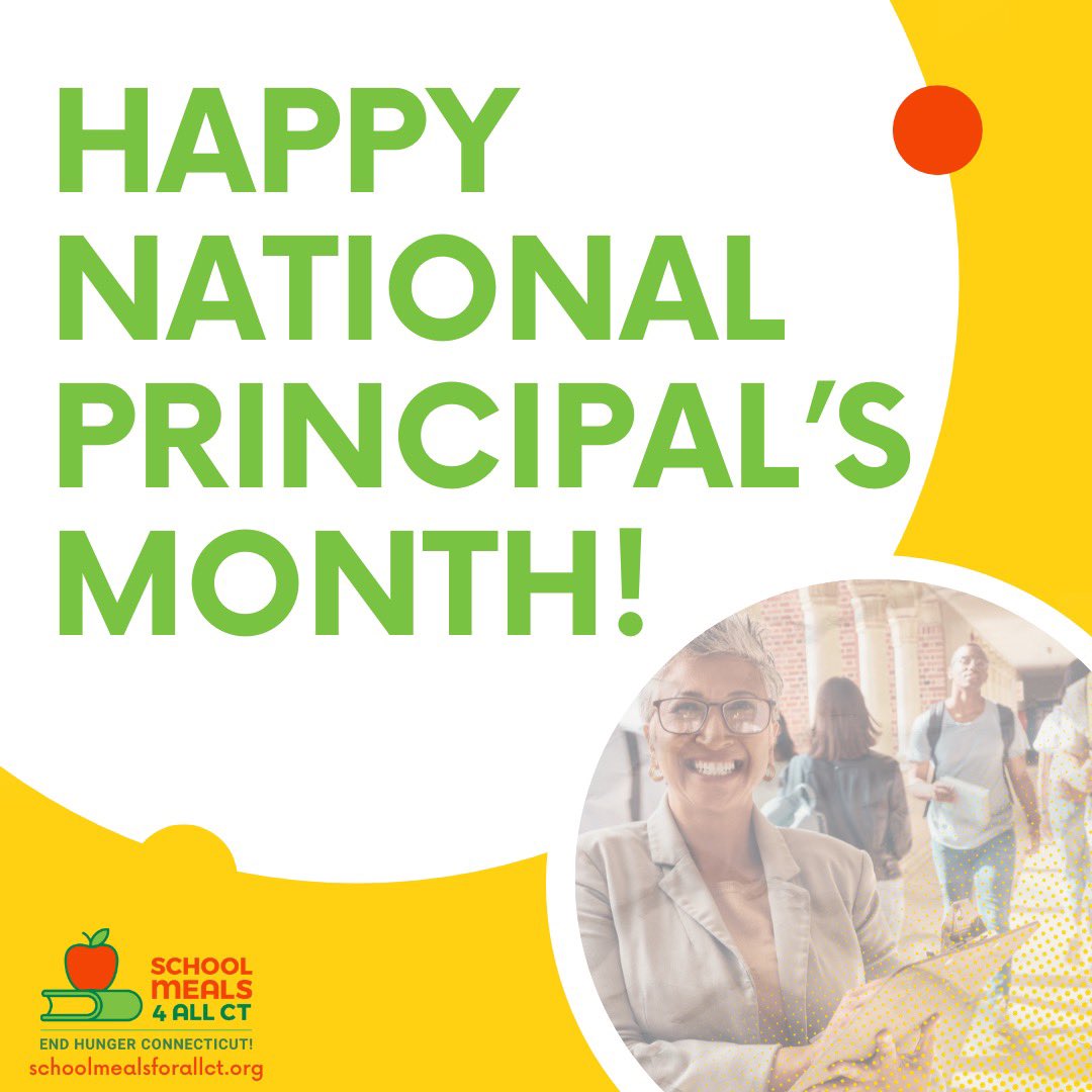 #dyk the month of October is #nationalprincipalsmonth? 🍎Thank you #connecticut principals for your work in shaping future generations at our schools. We appreciate your work in service of education! #schoolmealsforall #schoolmealsforallct #schoolprincipal #ctschools #ctteachers