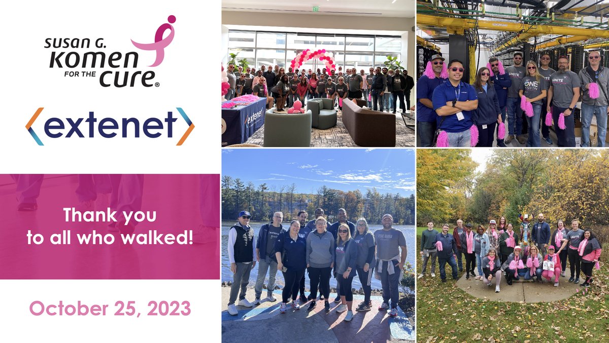 ExtenetSystems's tweet photo. 💞 Extenet joins the fight against breast cancer! Our team members across the country walked for @SusanGKomen's "Race for the Cure," raising more than $35K in donations that Extenet will match—doubling our impact! 💕
#ExtenetGives #BreastCancerAwarenessMonth #LifeAtExtenet https://t.co/qXmXBHDGls
