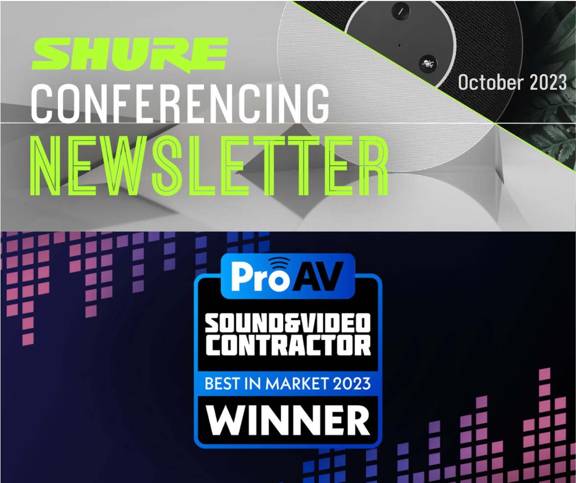 ICYMI- here's a link to the OCT 2023 edition of the Shure Conferencing Newsletter: is.gd/y7tPuA. The latest product updates, training, awards, firmware & software updates & more. #shuresystems #conferencing #instockandreadytorock #proav #avexperts #wepowerperformance