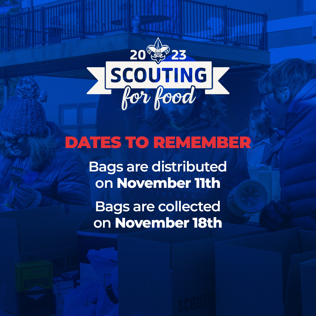 Scouting for Food is next month! 
✨ November 11: bag distribution 
✨ November 18: bag pickup 

Help us make this year the best one yet! Learn more: loom.ly/Ew_DUIE 

#ScoutingforFood