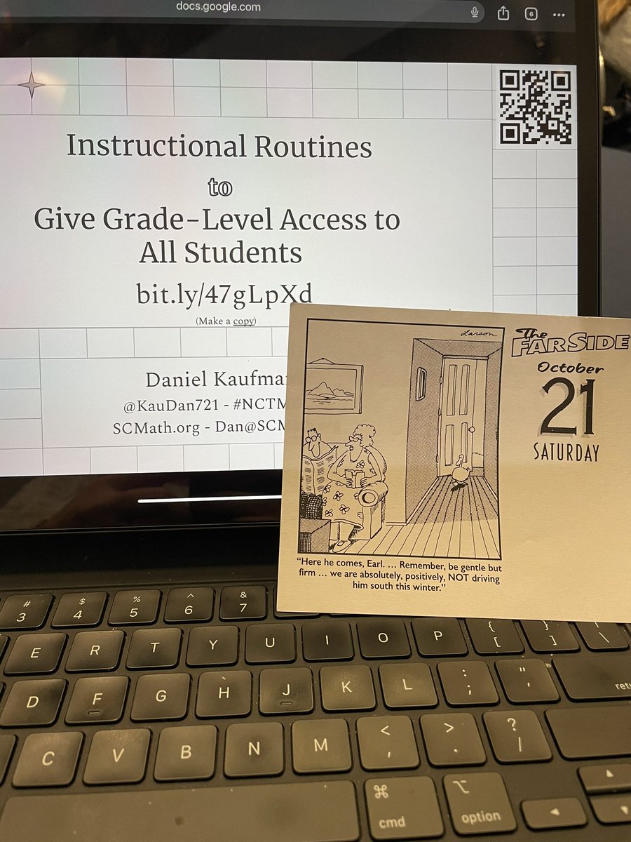 MsFuquasClass's tweet image. I’m hopeful when a session presenter gives out #TheFarSide cartoons before the session begins! #NCTMDC23 @KauDan721