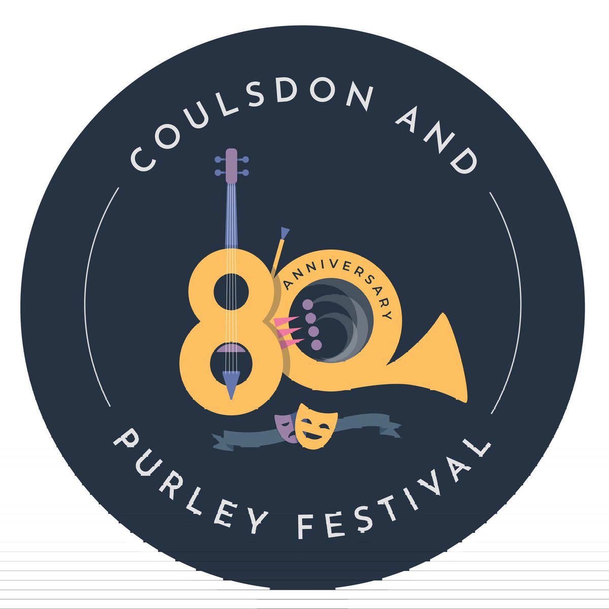 Unveiling the fabulous new logo for Coulsdon and Purley Festival's 80th anniversary year, designed by the wonderful Sam Gee (website: samgee.co.uk) Can you spot the clever inclusion of our usual logo?