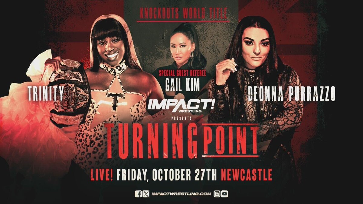 ThisIsTNA's tweet photo. BREAKING: @gailkimITSME will be special referee for the Knockouts World Title match between @TheTrinity_Fatu and @DeonnaPurrazzo TOMORROW in Newcastle!
More tickets have just been opened up. Get them HERE: https://t.co/EGzPFRgrEA https://t.co/COw3rkHpiD