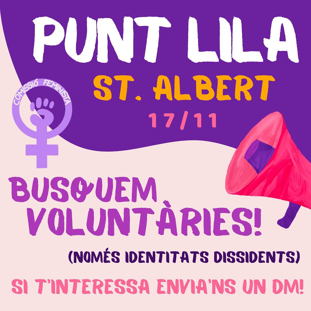 Per tal d'assegurar un espai segur lliure d'agressions, les Fermis ens estem organitzant per establir un punt lila 🟣 durant la festa de Sant Albert.