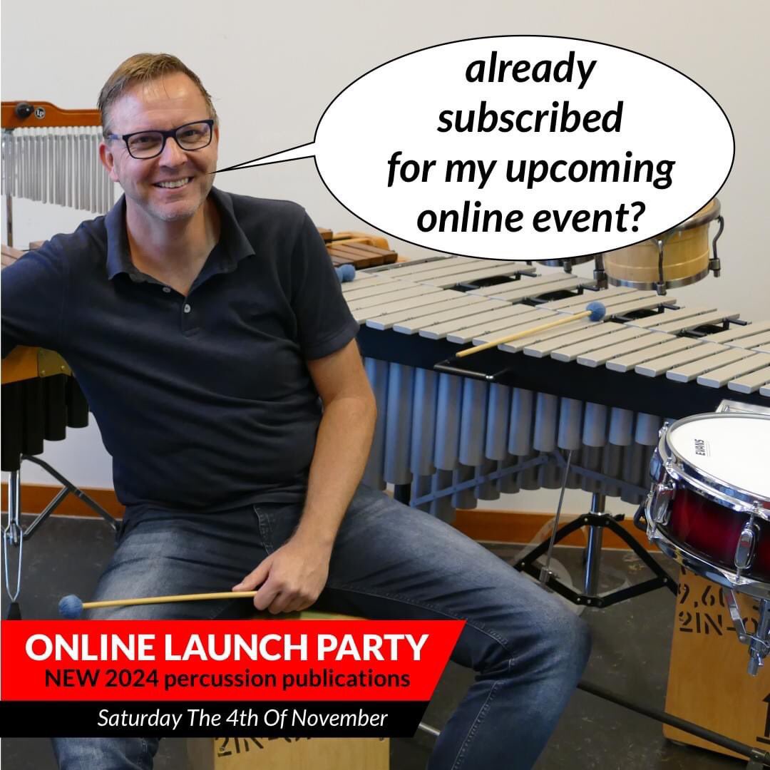 👉 Looking for fresh percussion repertoire? 
👉 Interested in attending an exclusive live event? 
👉 Want a sneak peek at what's in store?

Sign up for the live stream and get access to my private Google Drive now! Don't miss out on this event!

1sh.co/launch-party