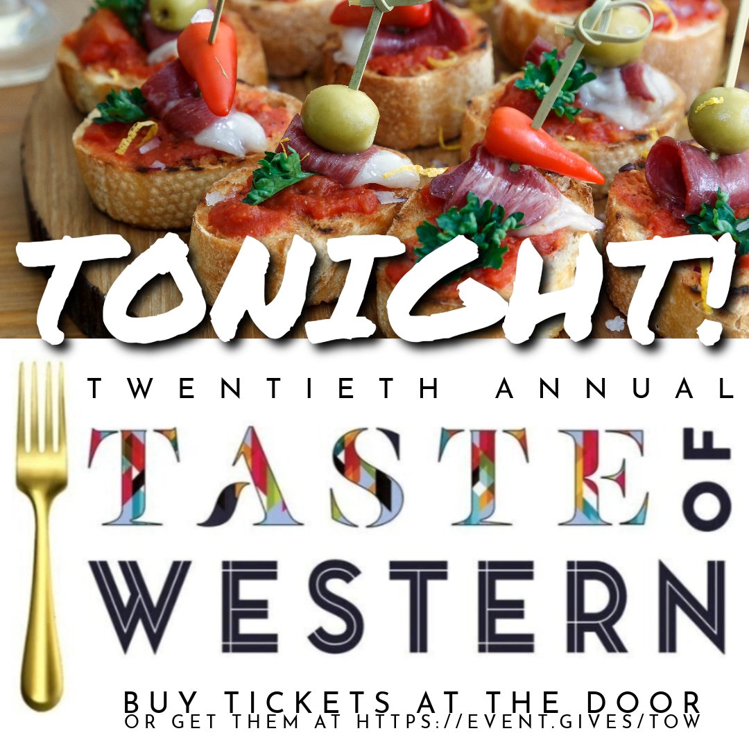 HAPPENING TONIGHT! Tickets still available at event.gives/tow or you can pay at the door!

#westernavenueokc #20thannual #tasteofwestern #foodvendors #drinkvendors #thankyousponsors